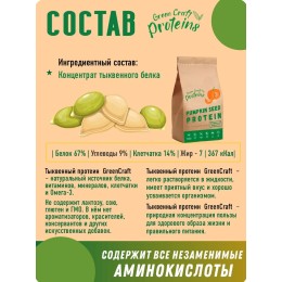 Тыквенный протеин (белок) 300 гр "Green Proteins" Москва