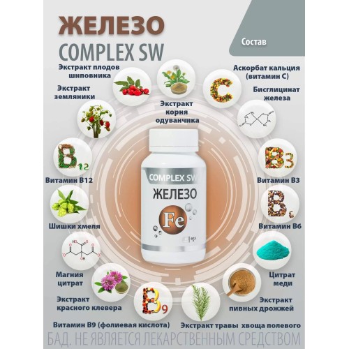 Железо 60 Оптисалт. Используется при анемиях, кровопотерях, для восполнения уровня железа после тяжелых бактериальных и вирусных инфекций.